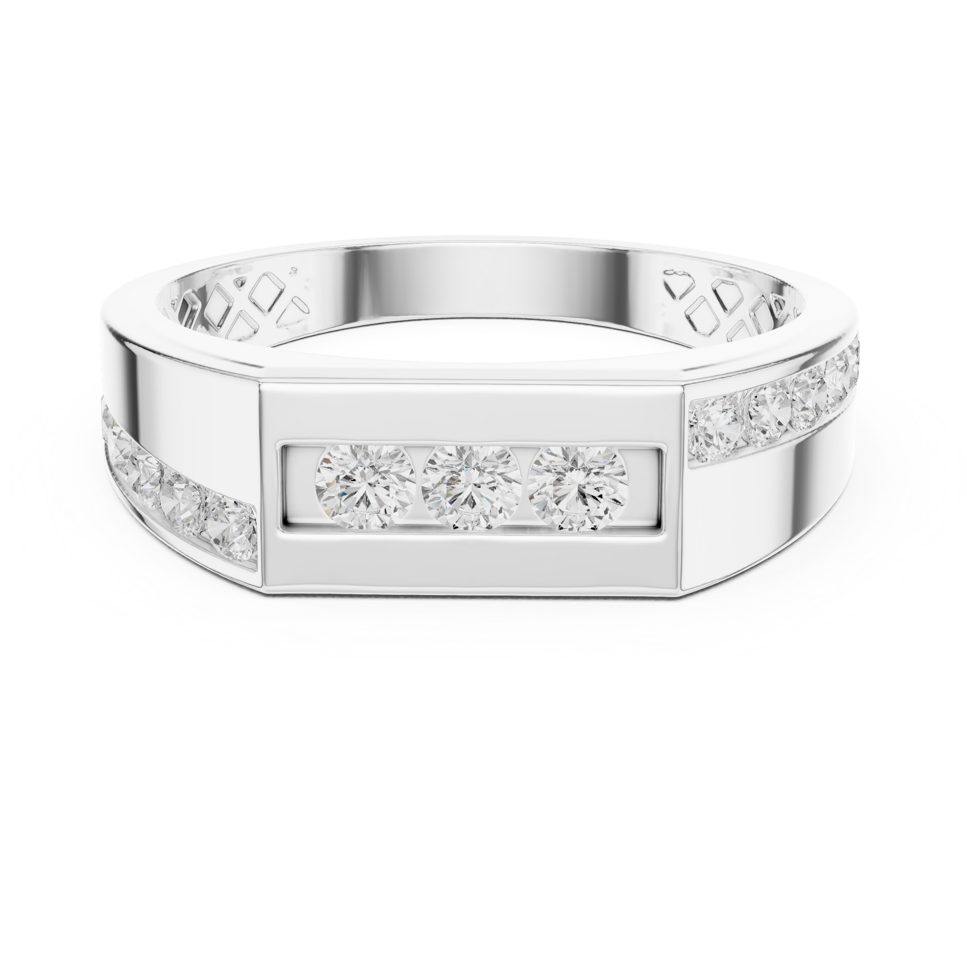 Round Side Stone Lab Grown Diamond Ring