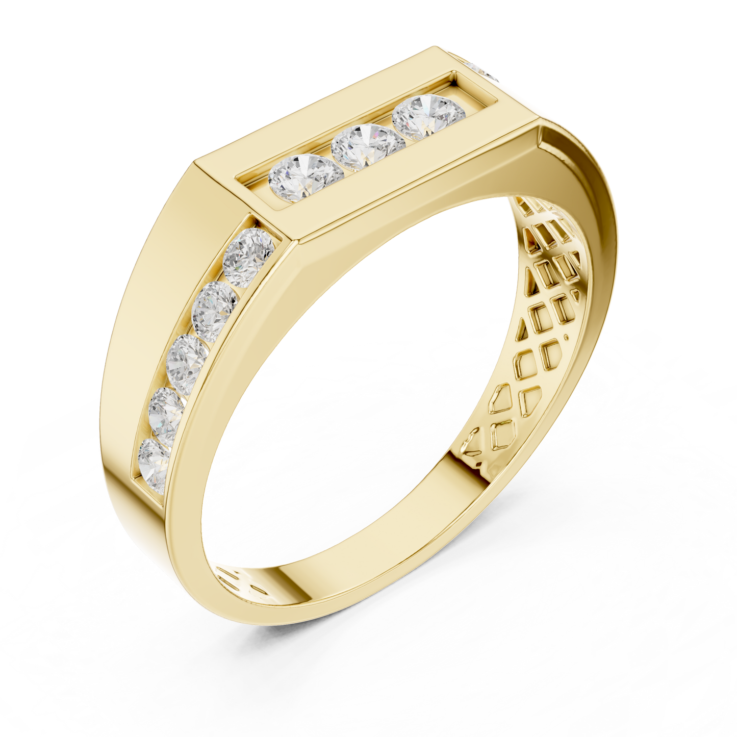 Round Side Stone Lab Grown Diamond Ring