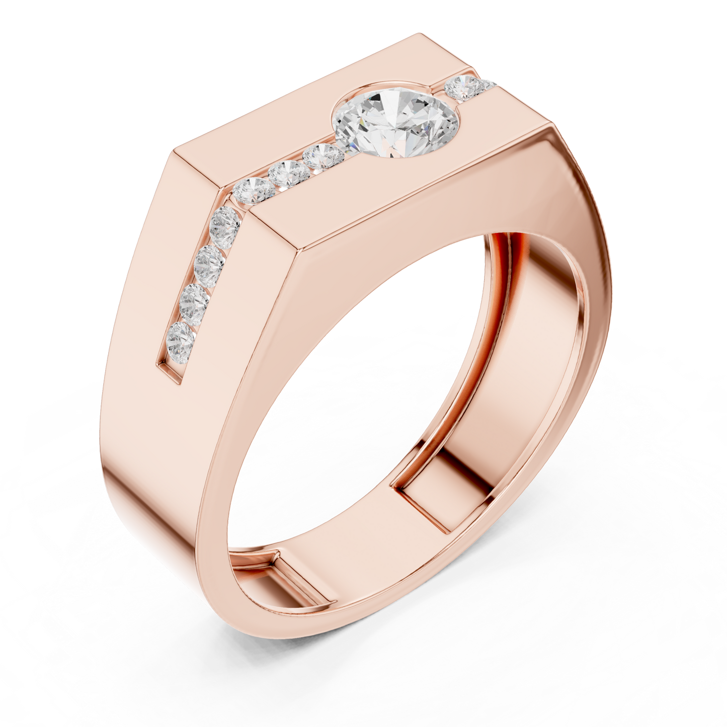 Round Side Stone Lab Grown Diamond Ring