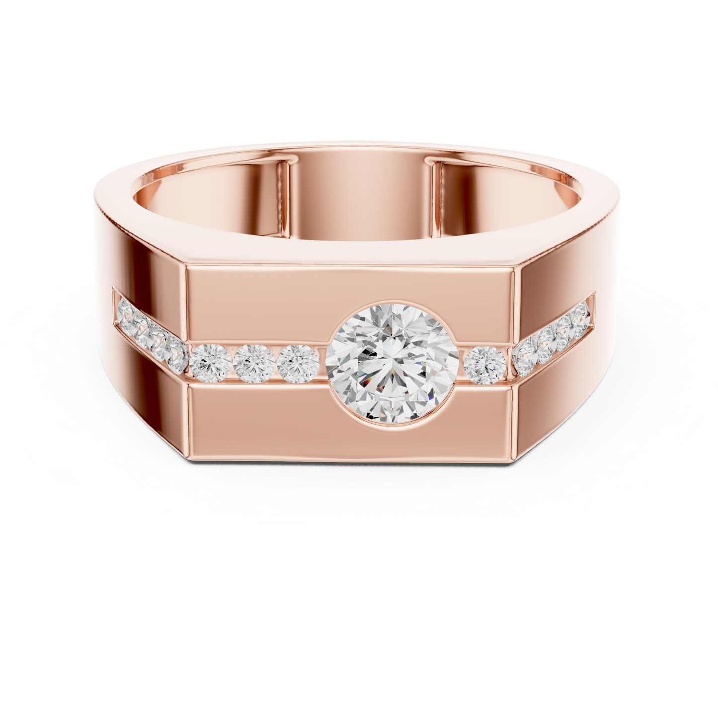 Round Side Stone Lab Grown Diamond Ring
