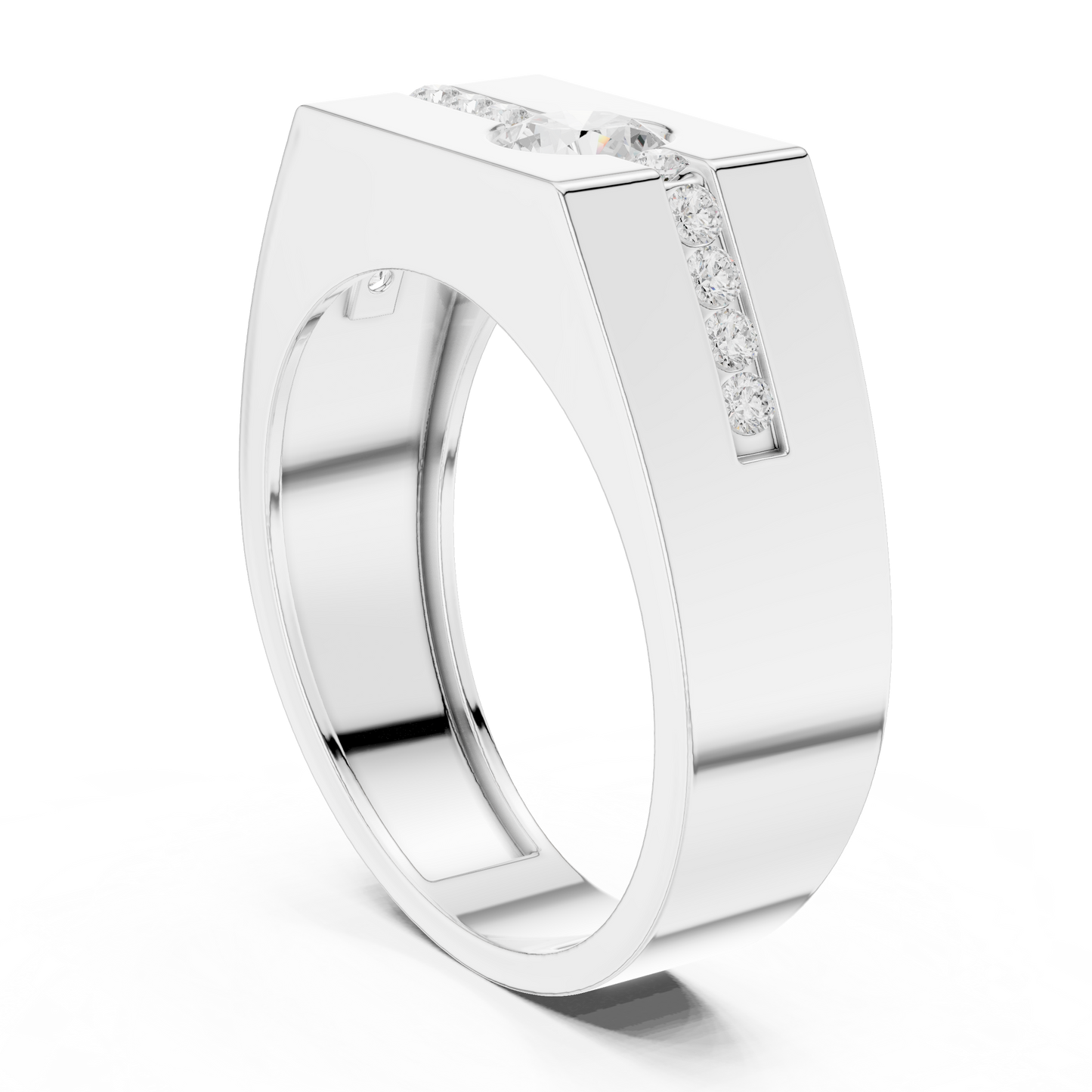 Round Side Stone Lab Grown Diamond Ring