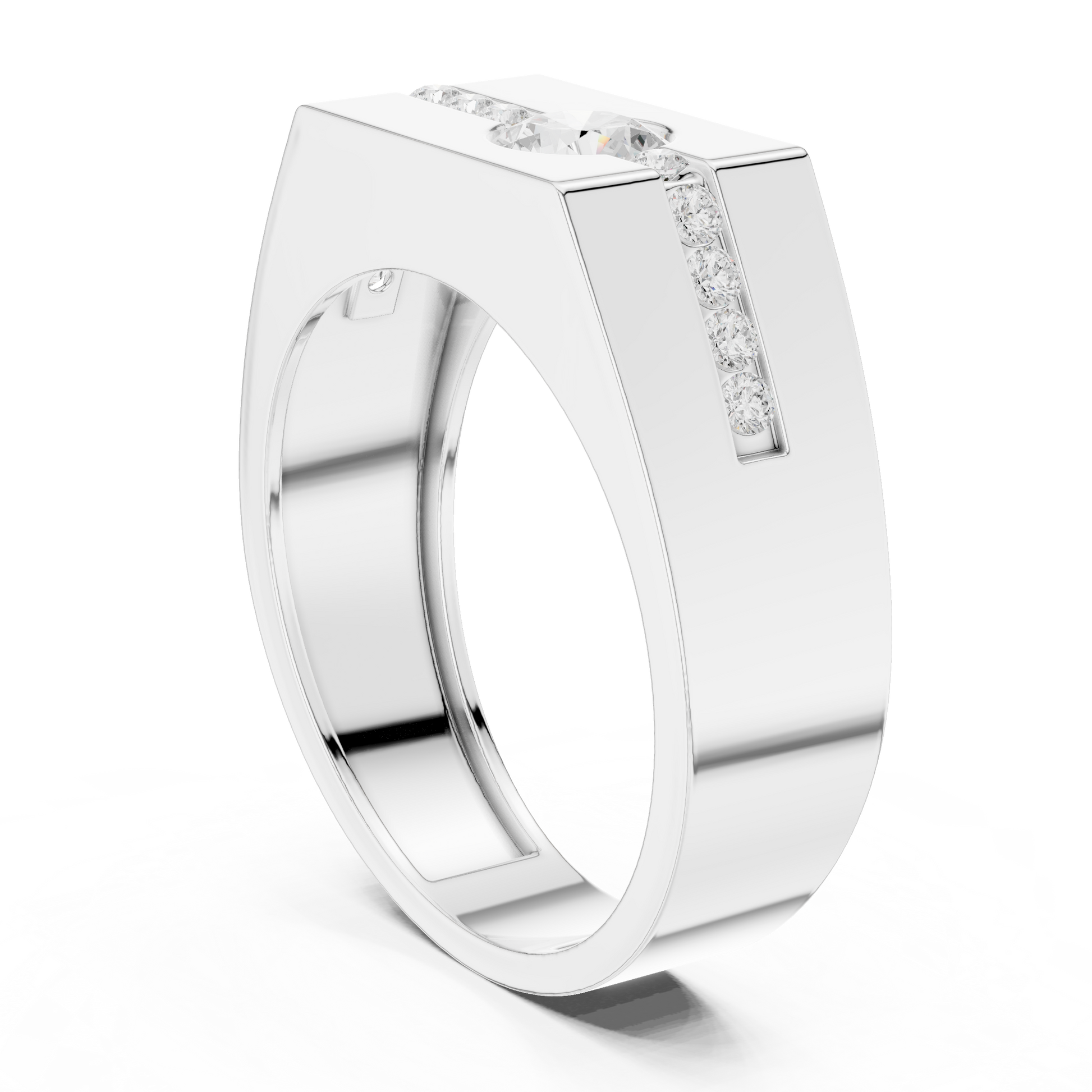 Round Side Stone Lab Grown Diamond Ring
