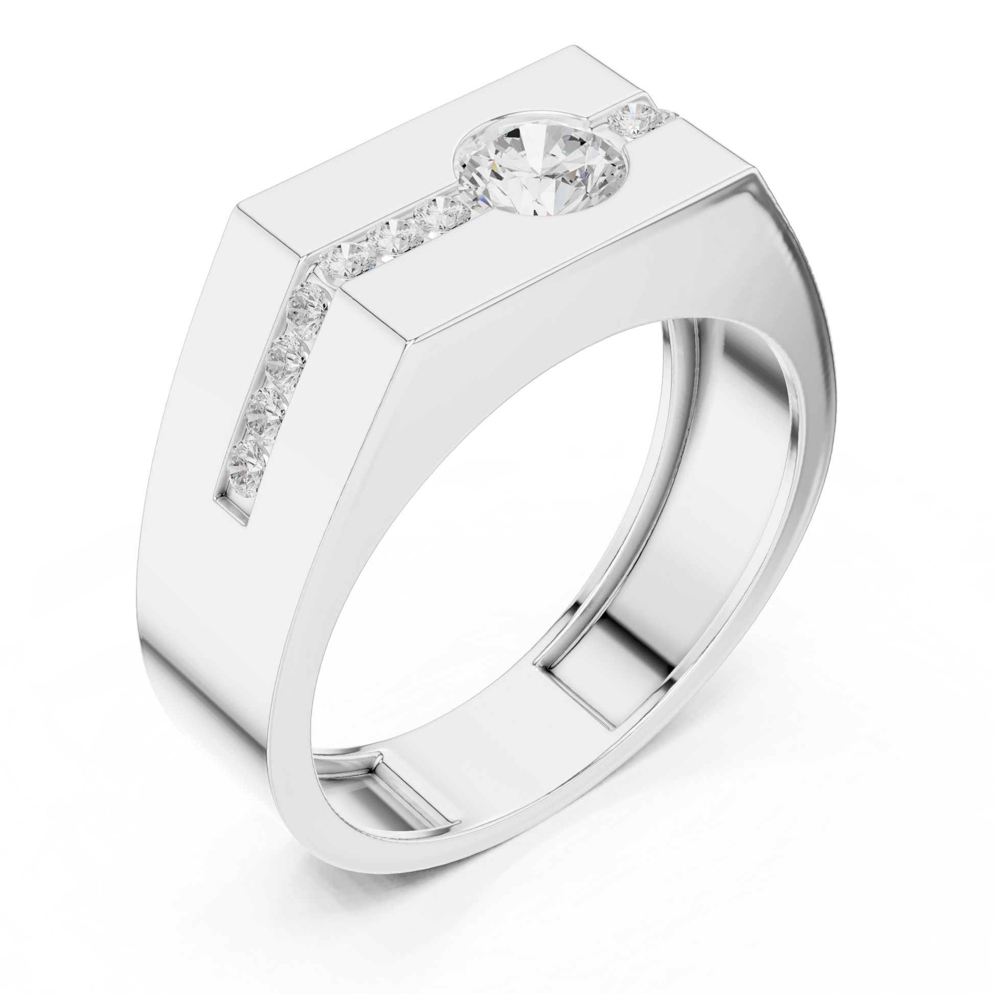 Round Side Stone Lab Grown Diamond Ring