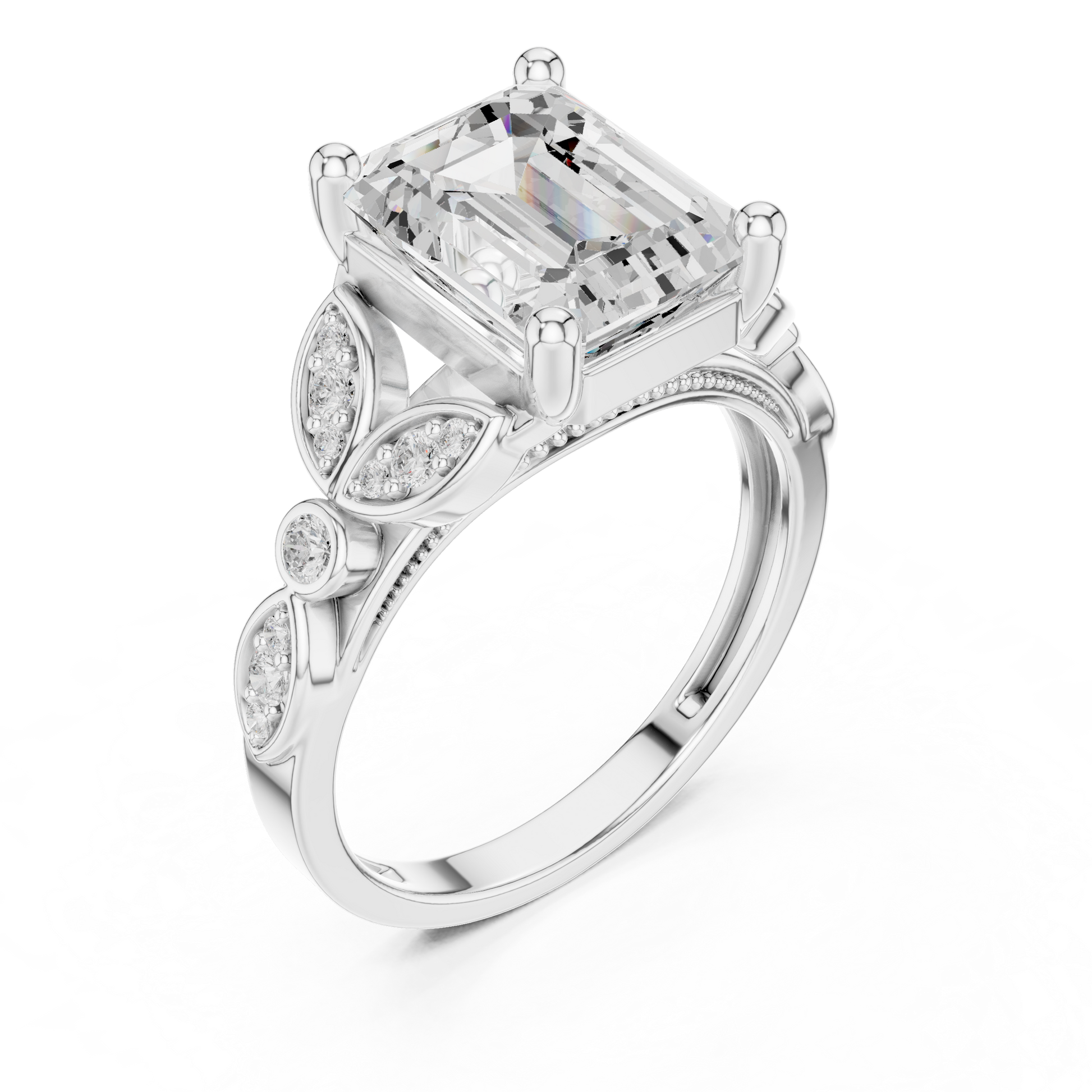Mixed Shape Lab Grown Diamond Side Stone Ring