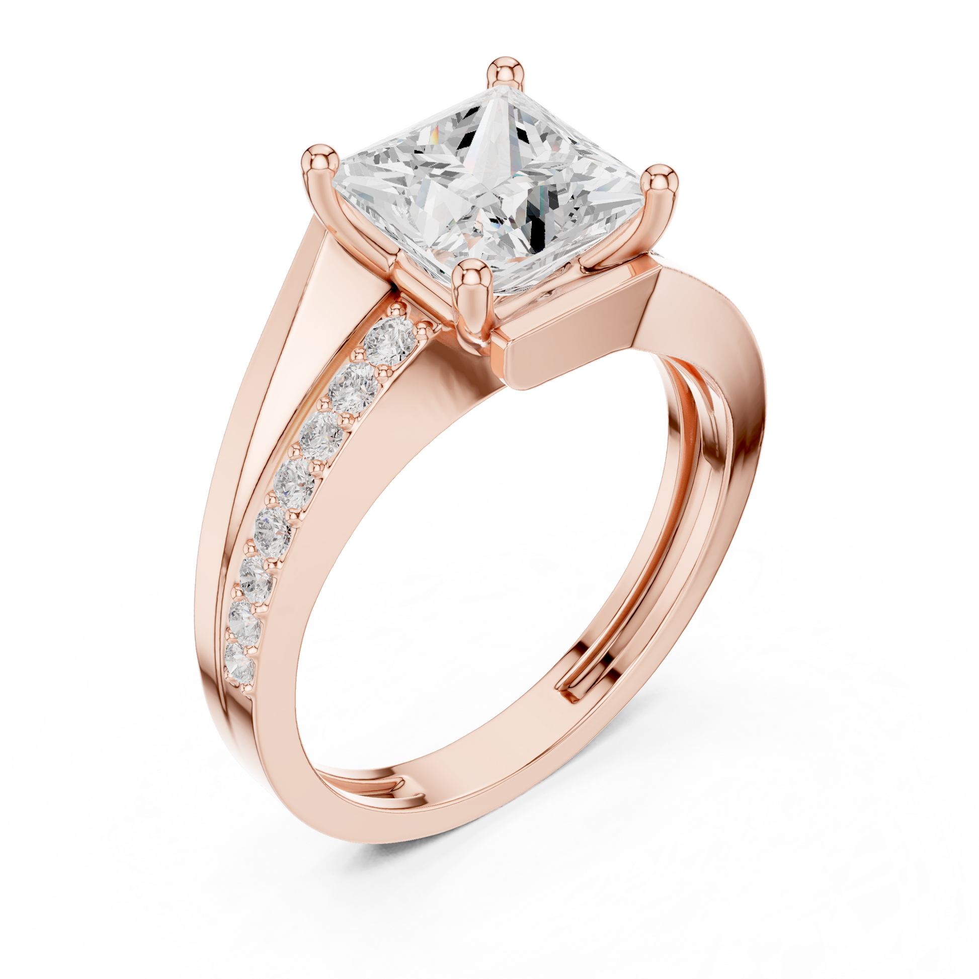 Mixed Shape Lab Grown Diamond Side Stone Ring