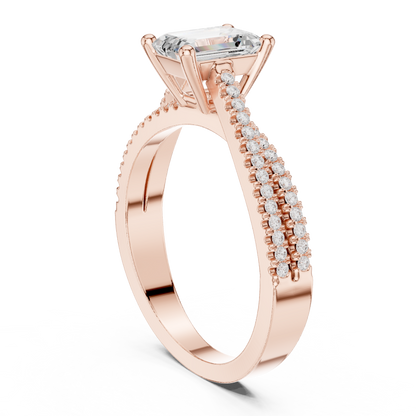 Round Side Stone Lab Grown Diamond Ring
