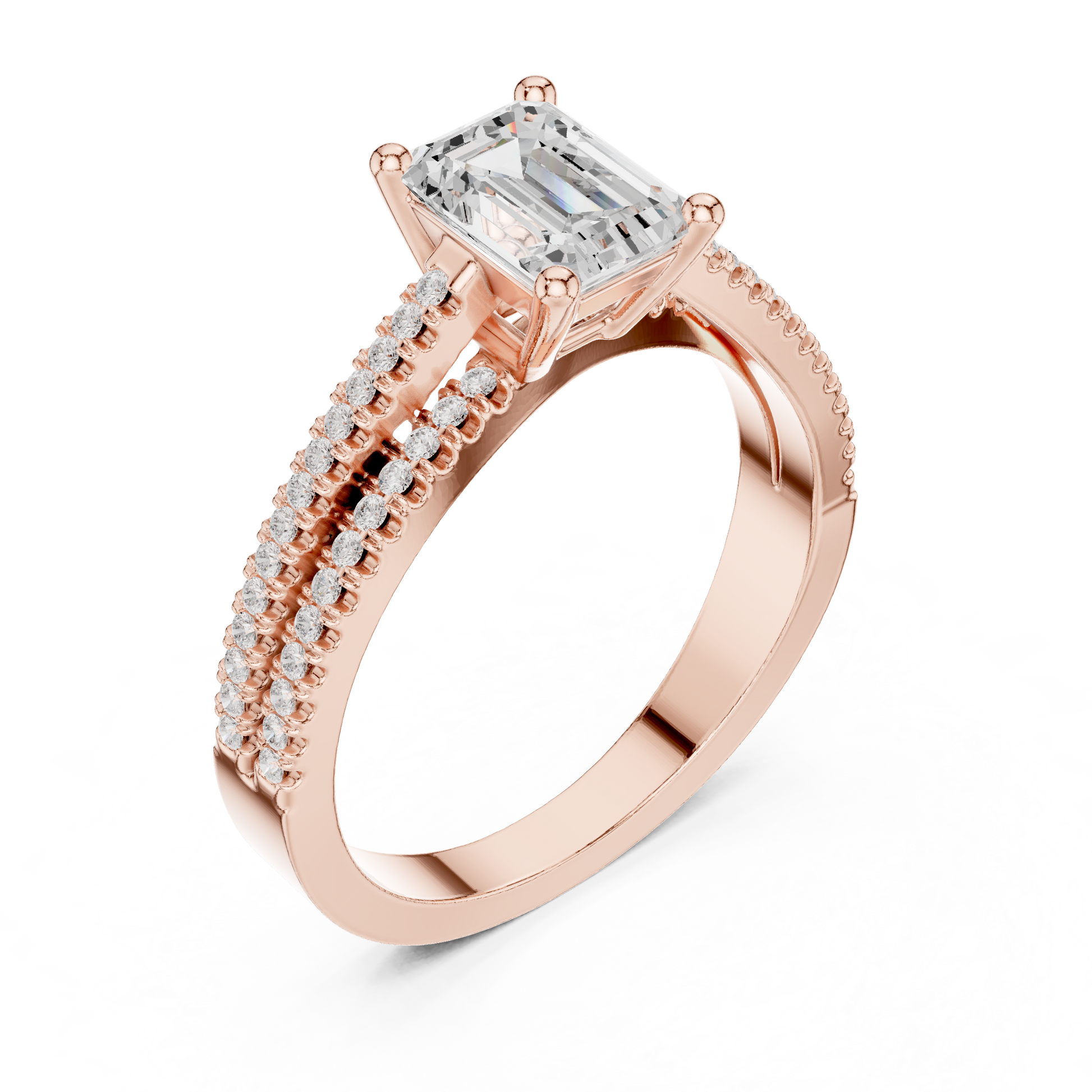 Round Side Stone Lab Grown Diamond Ring