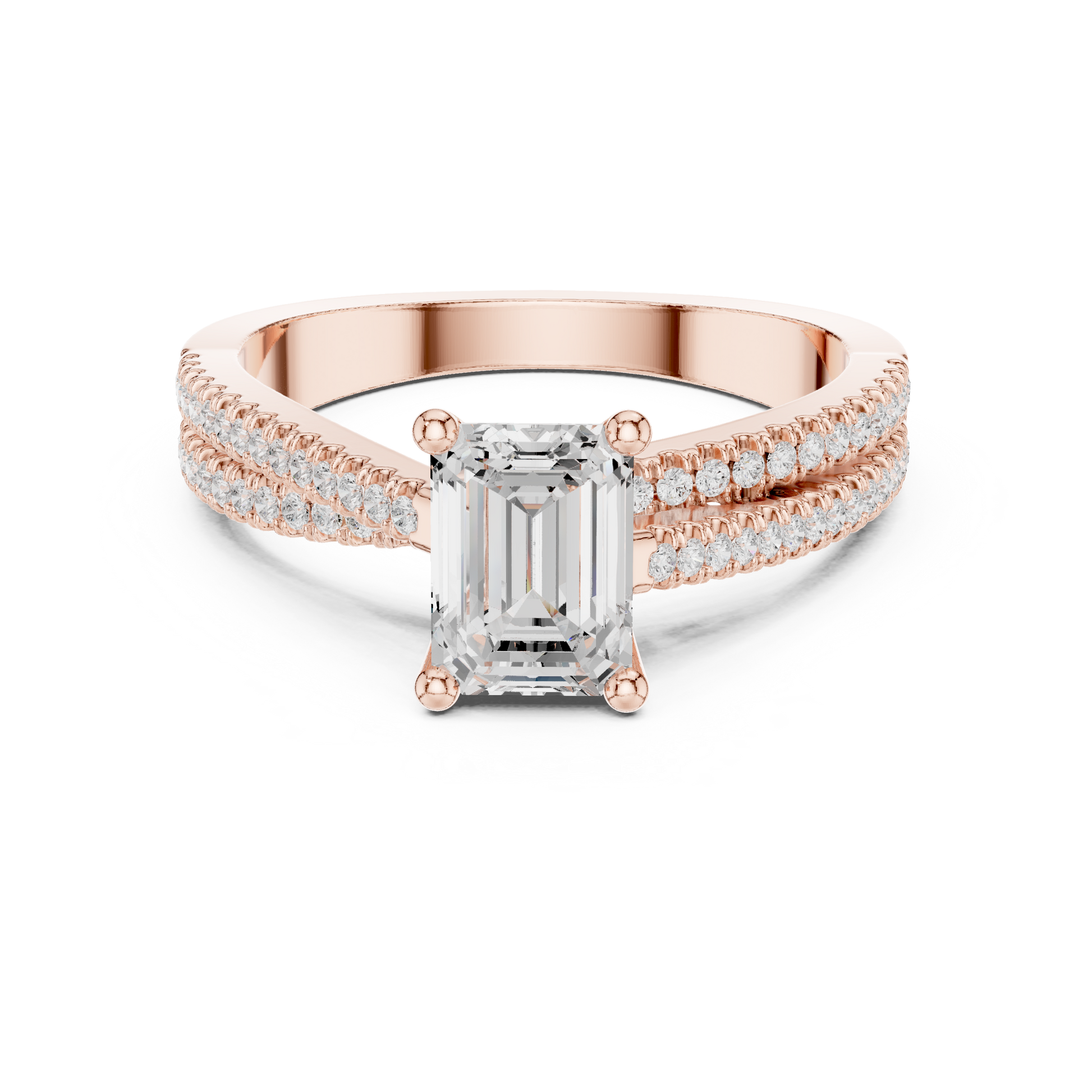Round Side Stone Lab Grown Diamond Ring