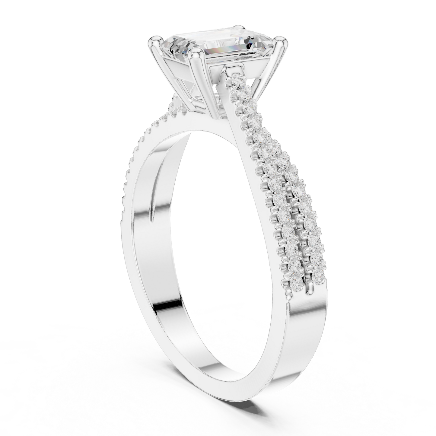 Round Side Stone Lab Grown Diamond Ring
