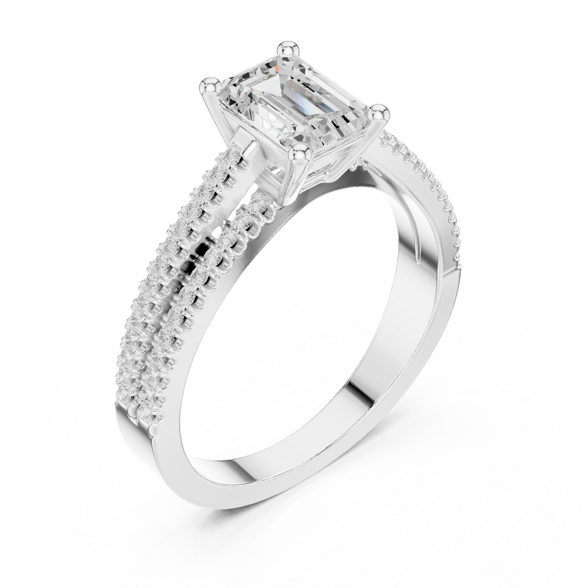 Round Side Stone Lab Grown Diamond Ring