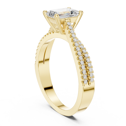 Round Side Stone Lab Grown Diamond Ring