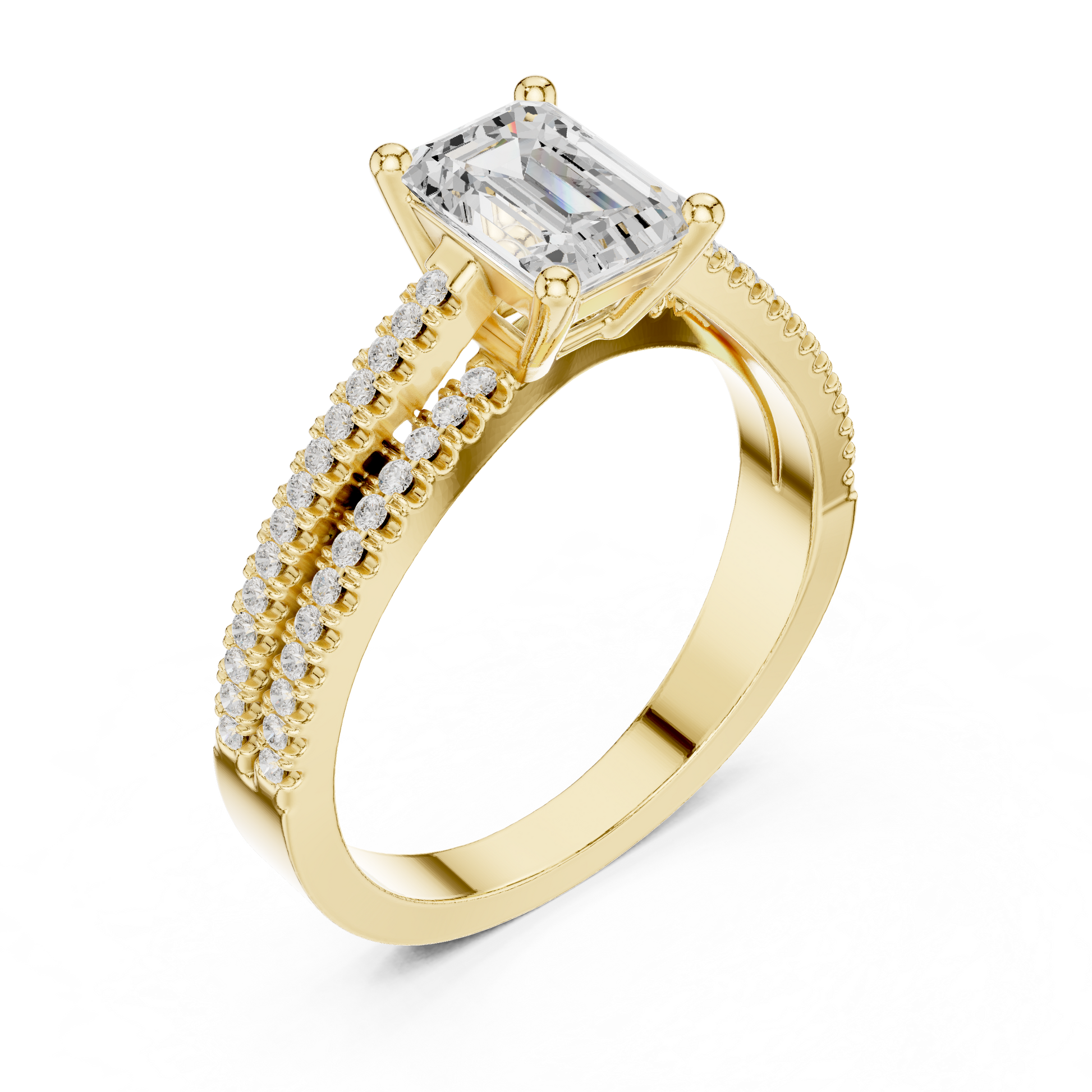 Round Side Stone Lab Grown Diamond Ring