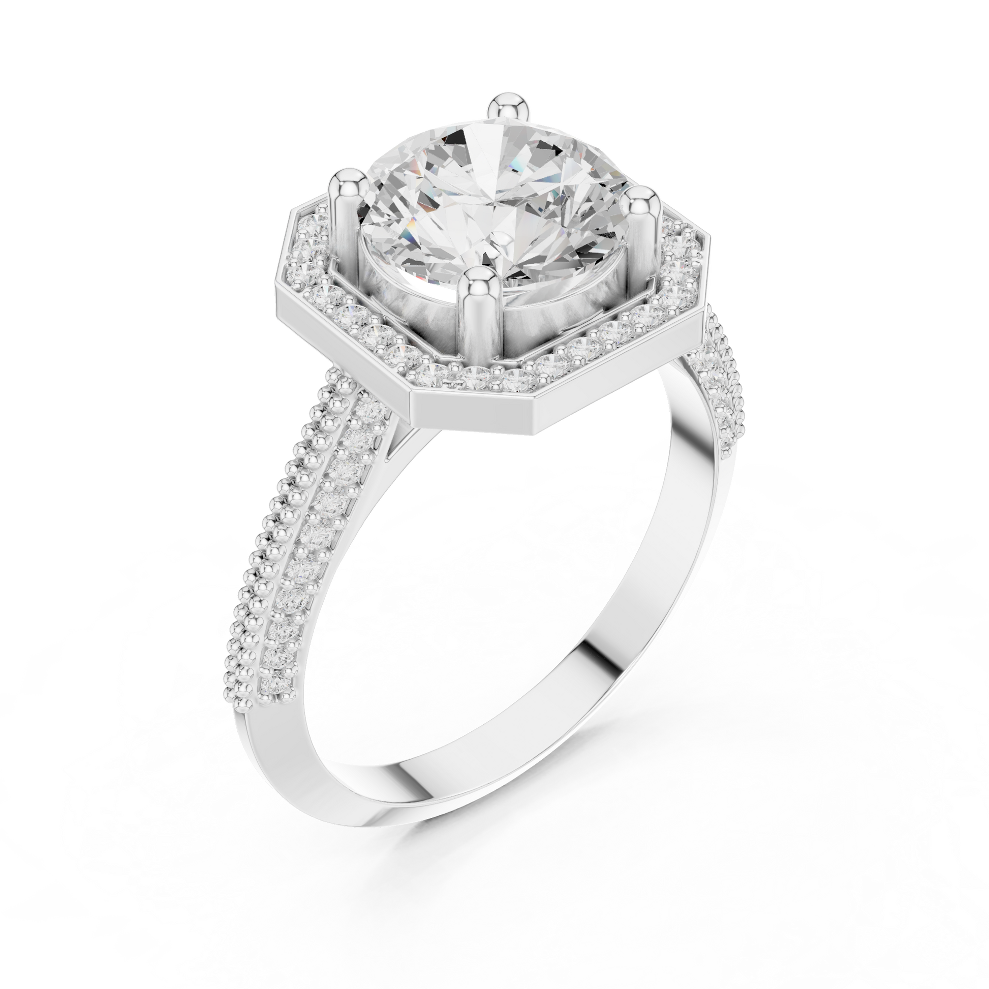 Round Halo Lab Grown Diamond Ring