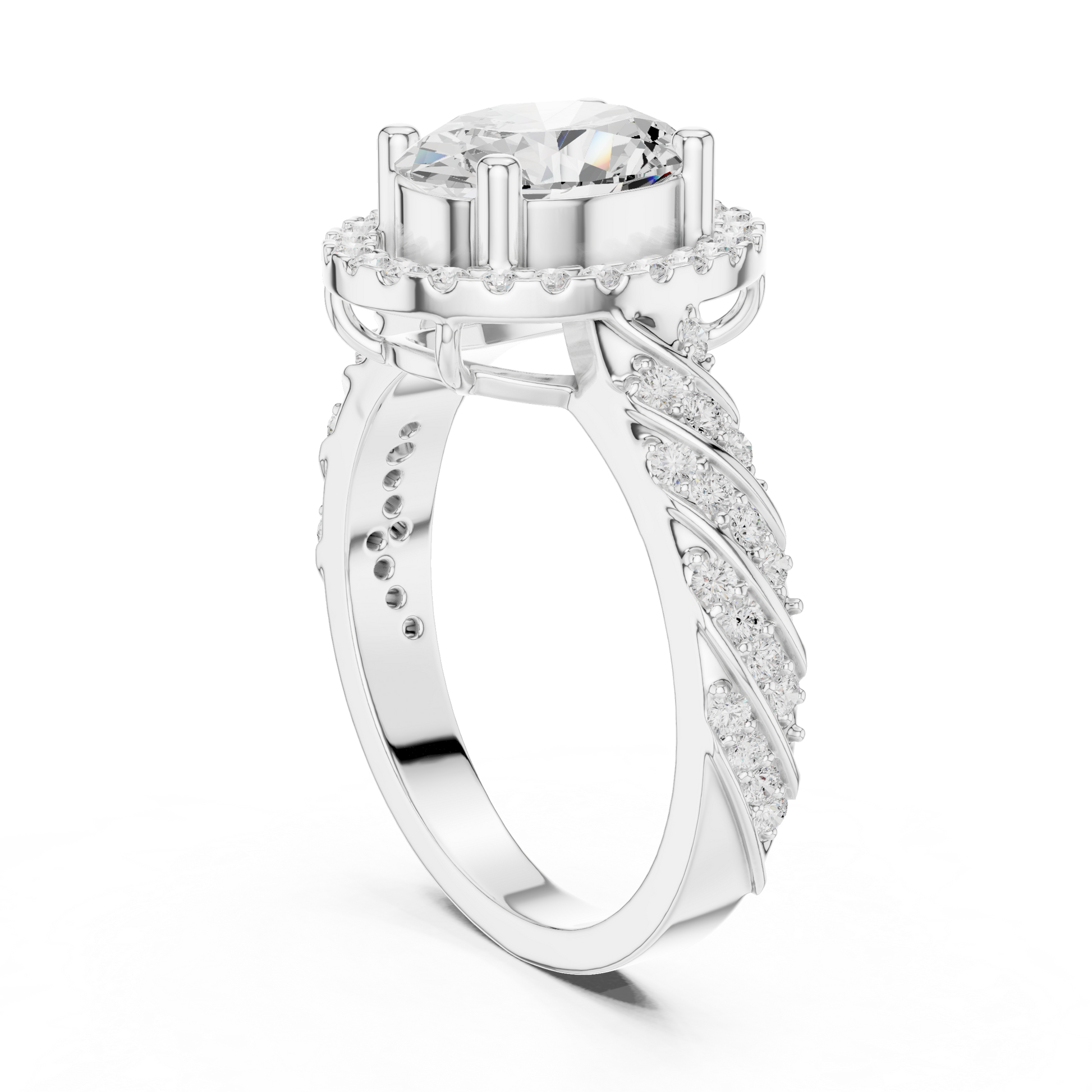 Round Pave Lab Grown Diamond Ring
