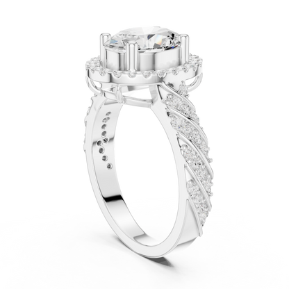 Round Pave Lab Grown Diamond Ring