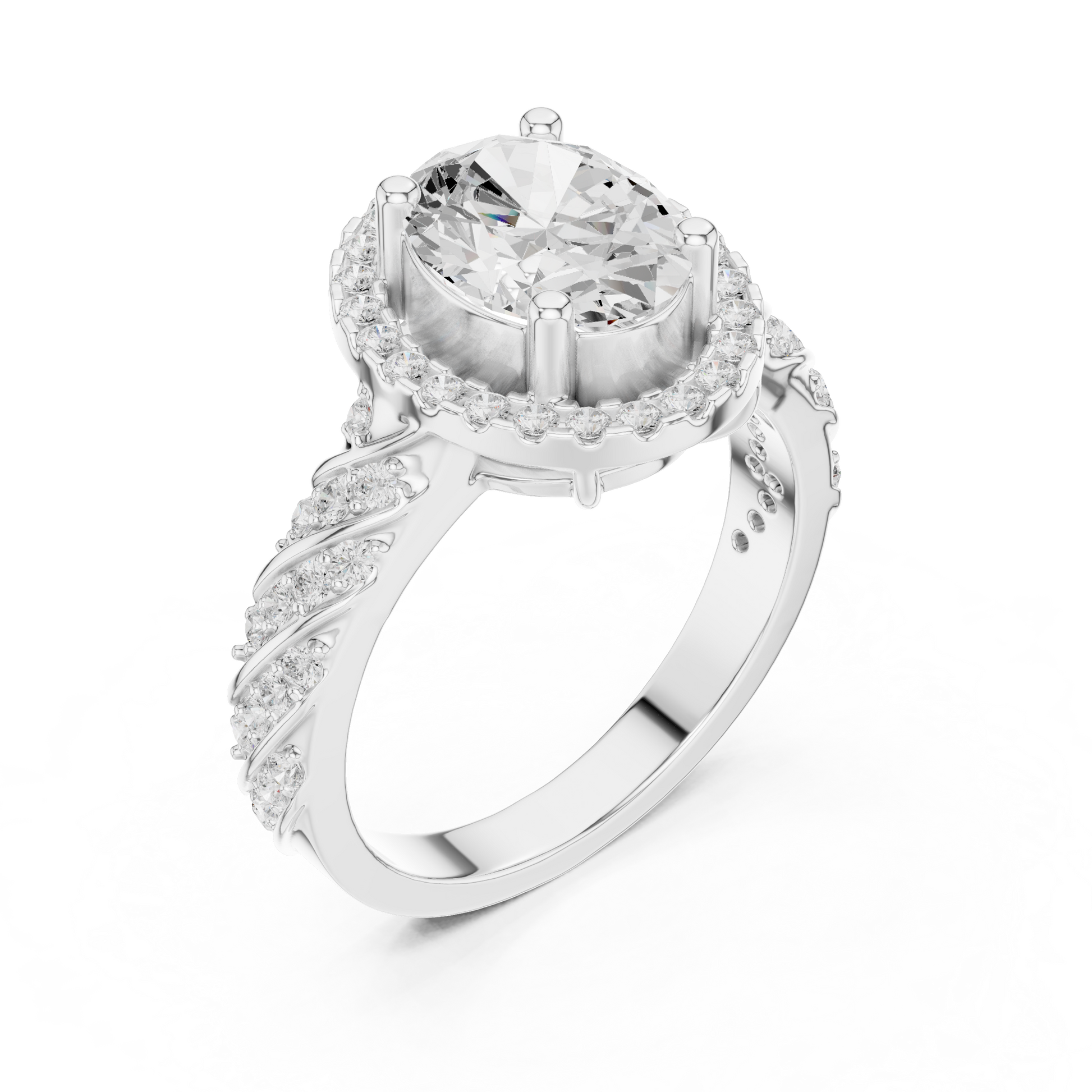 Round Pave Lab Grown Diamond Ring