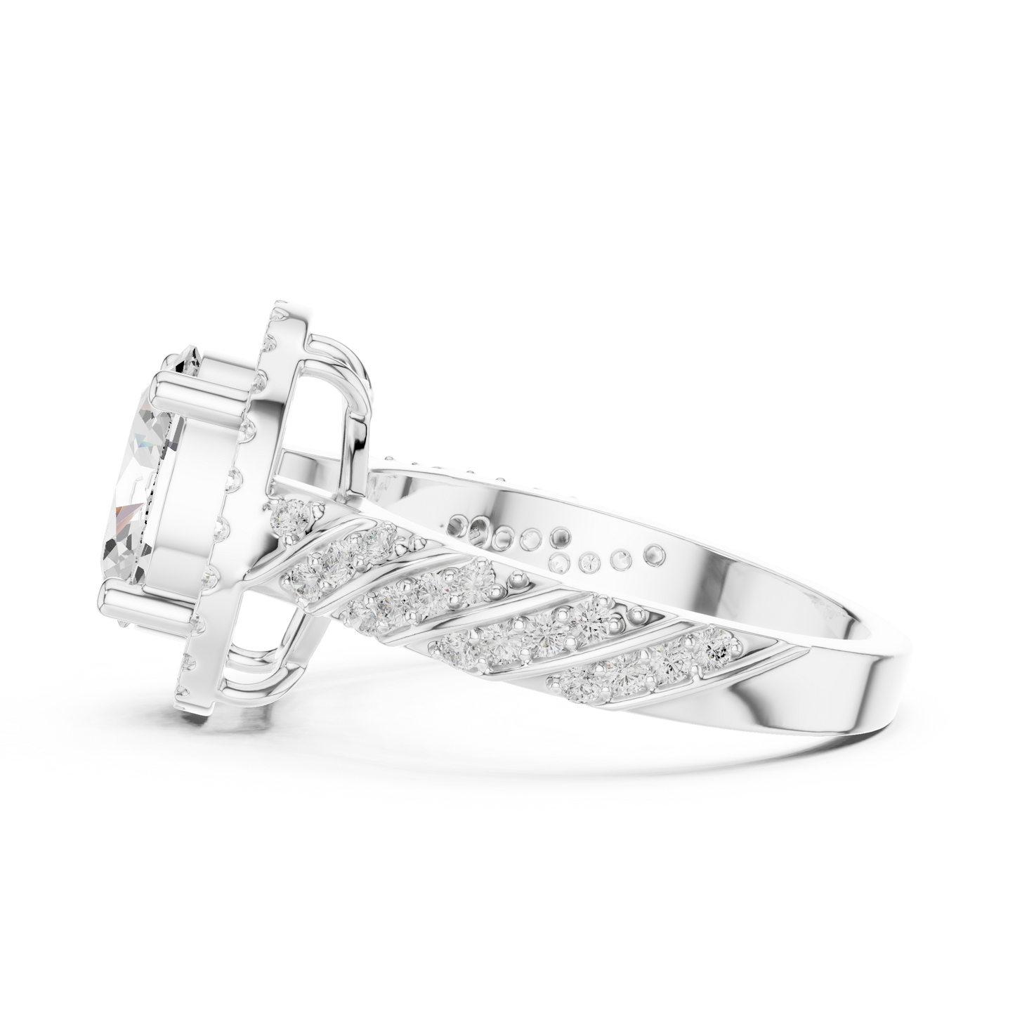 Round Pave Lab Grown Diamond Ring