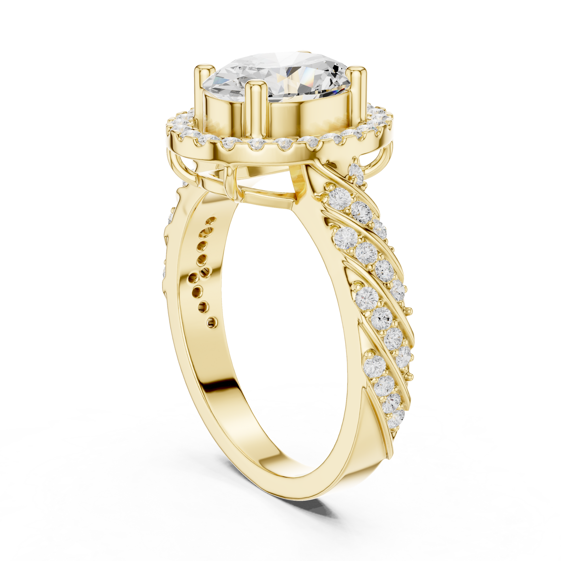 Round Pave Lab Grown Diamond Ring