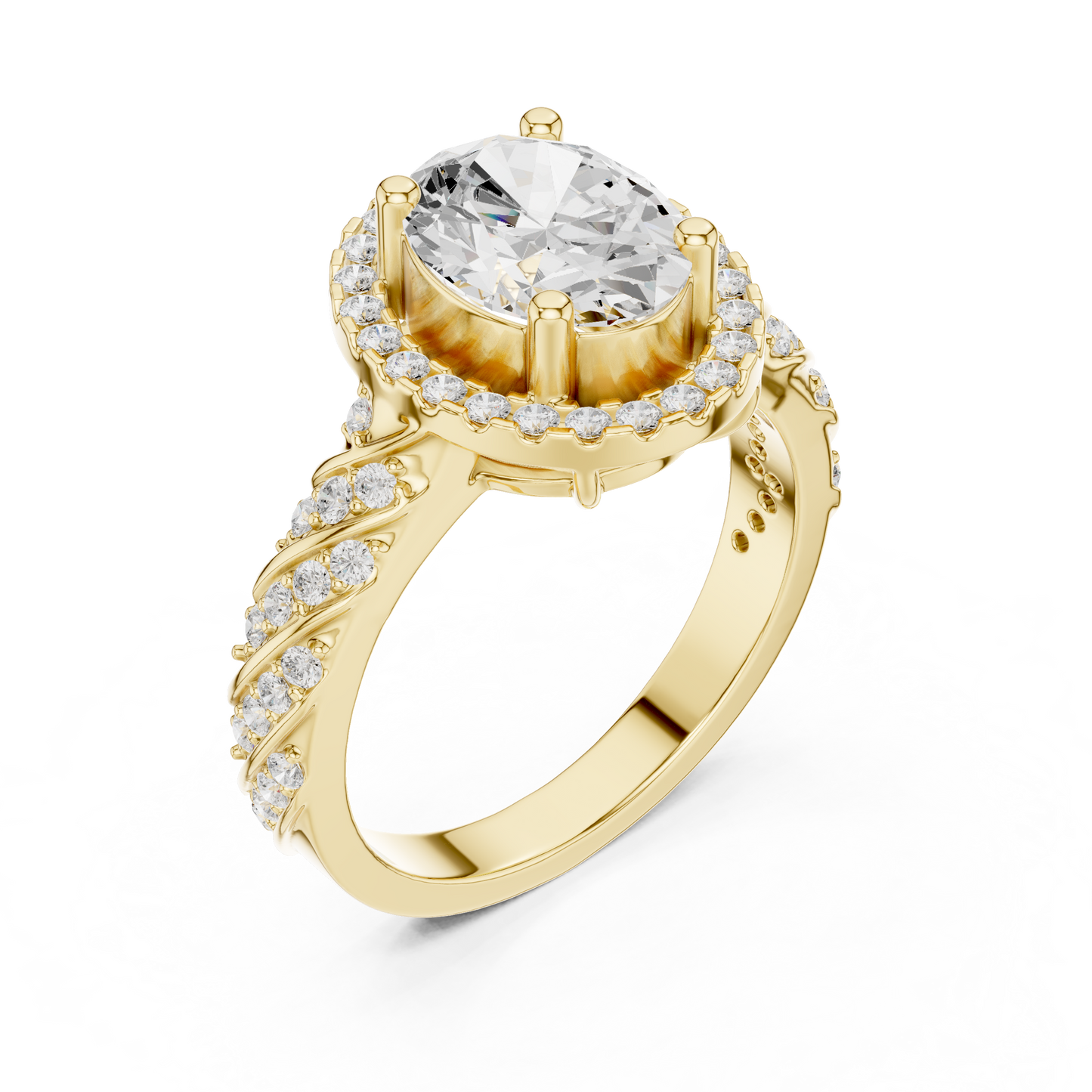 Round Pave Lab Grown Diamond Ring