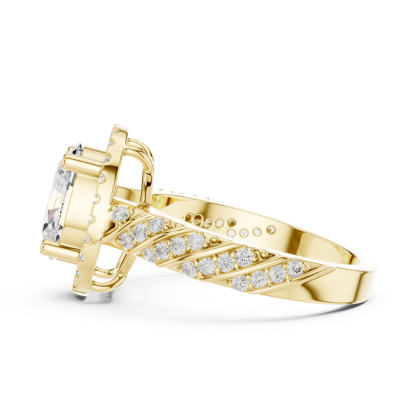 Round Pave Lab Grown Diamond Ring