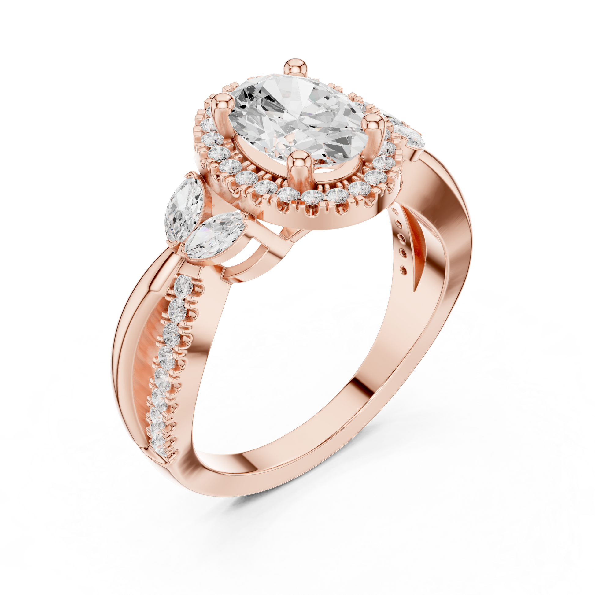Mixed Shape Lab Grown Diamond Halo Ring