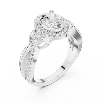 Mixed Shape Lab Grown Diamond Halo Ring