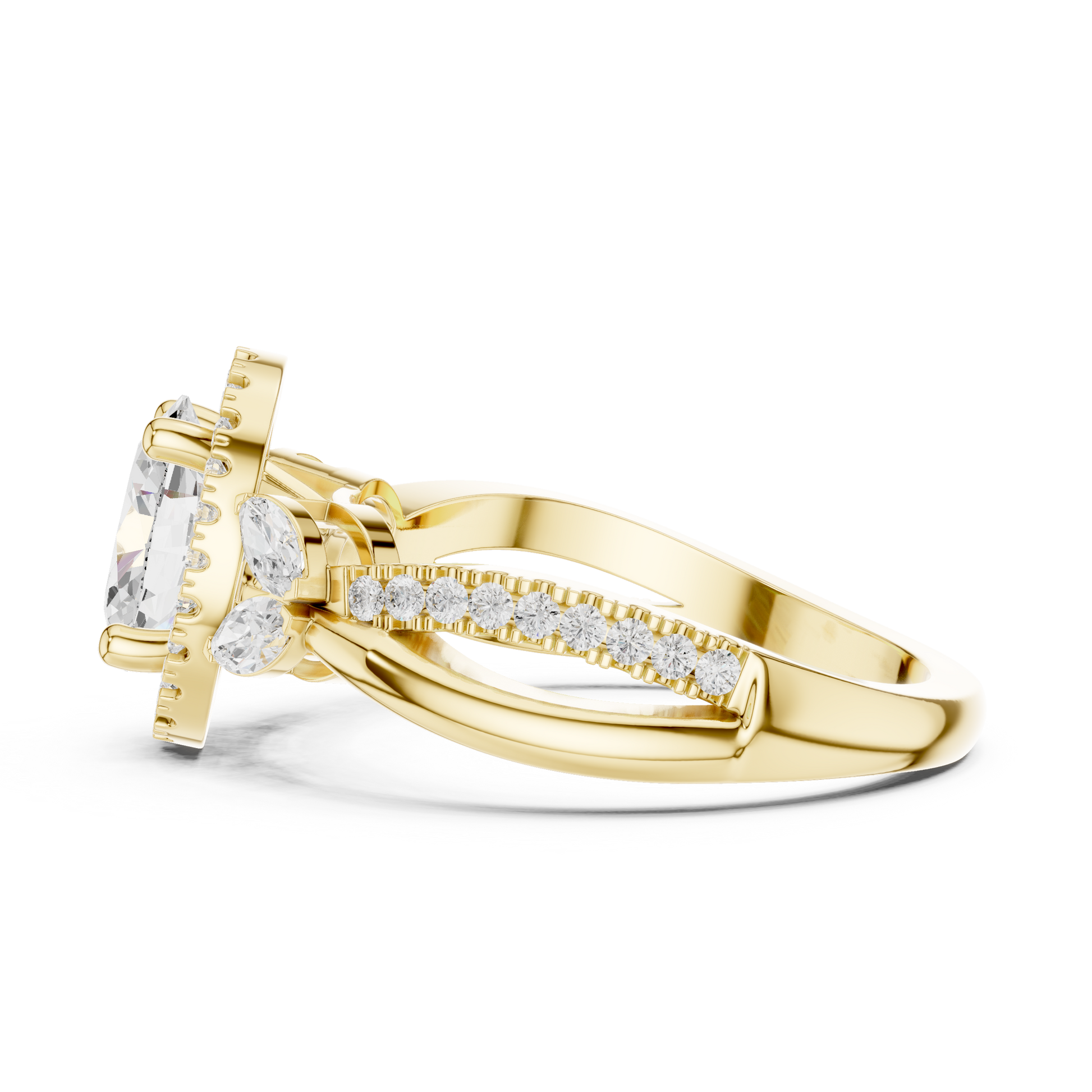 Mixed Shape Lab Grown Diamond Halo Ring