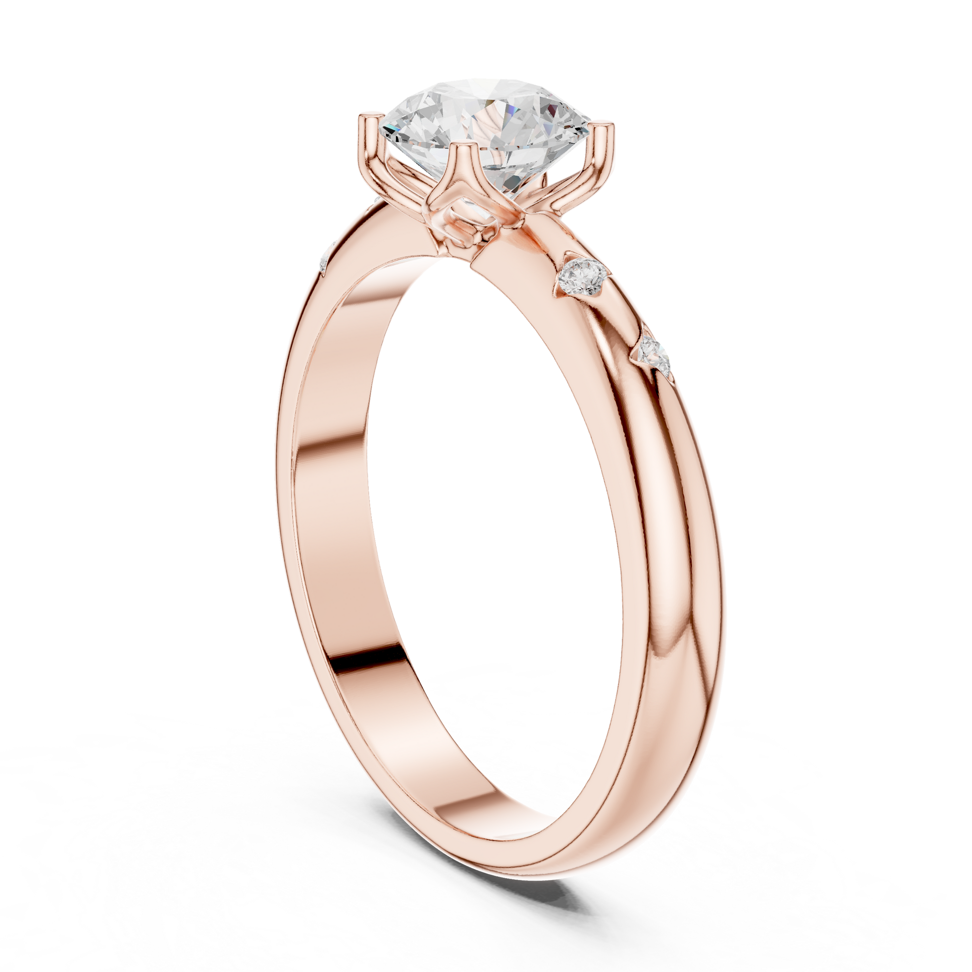 Round Side Stone Lab Grown Diamond Ring