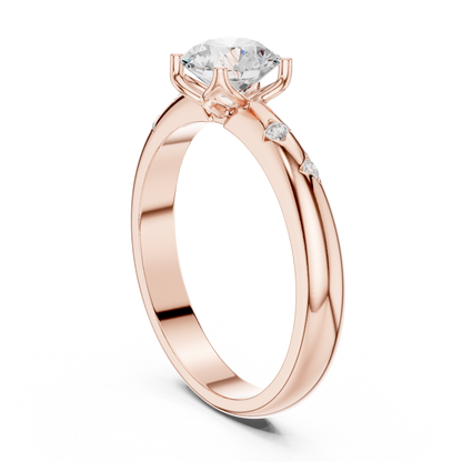 Round Side Stone Lab Grown Diamond Ring