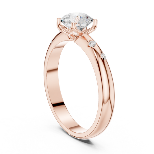 Round Side Stone Lab Grown Diamond Ring