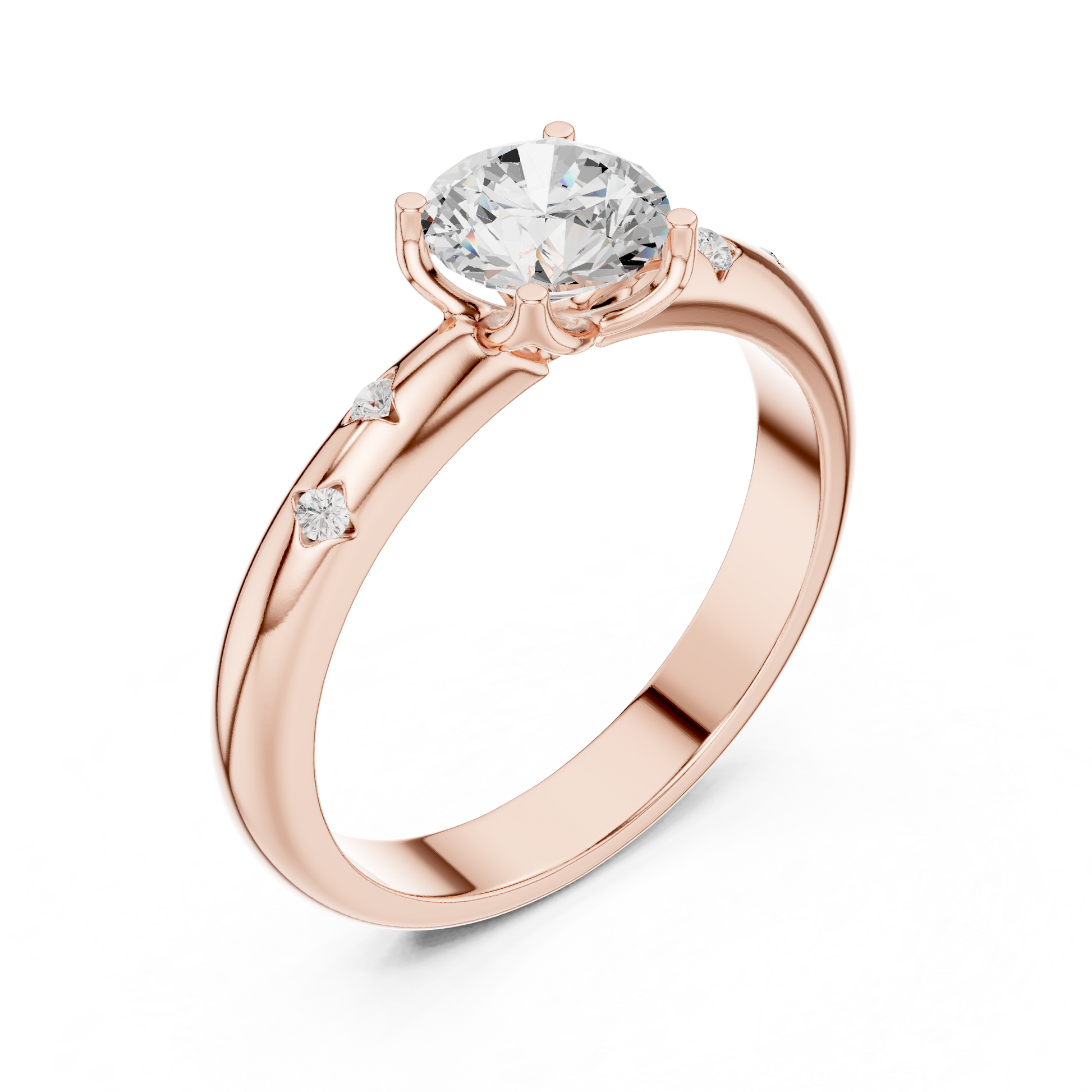 Round Side Stone Lab Grown Diamond Ring