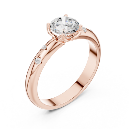 Round Side Stone Lab Grown Diamond Ring
