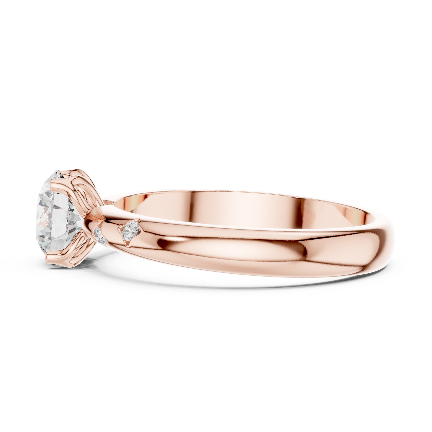 Round Side Stone Lab Grown Diamond Ring