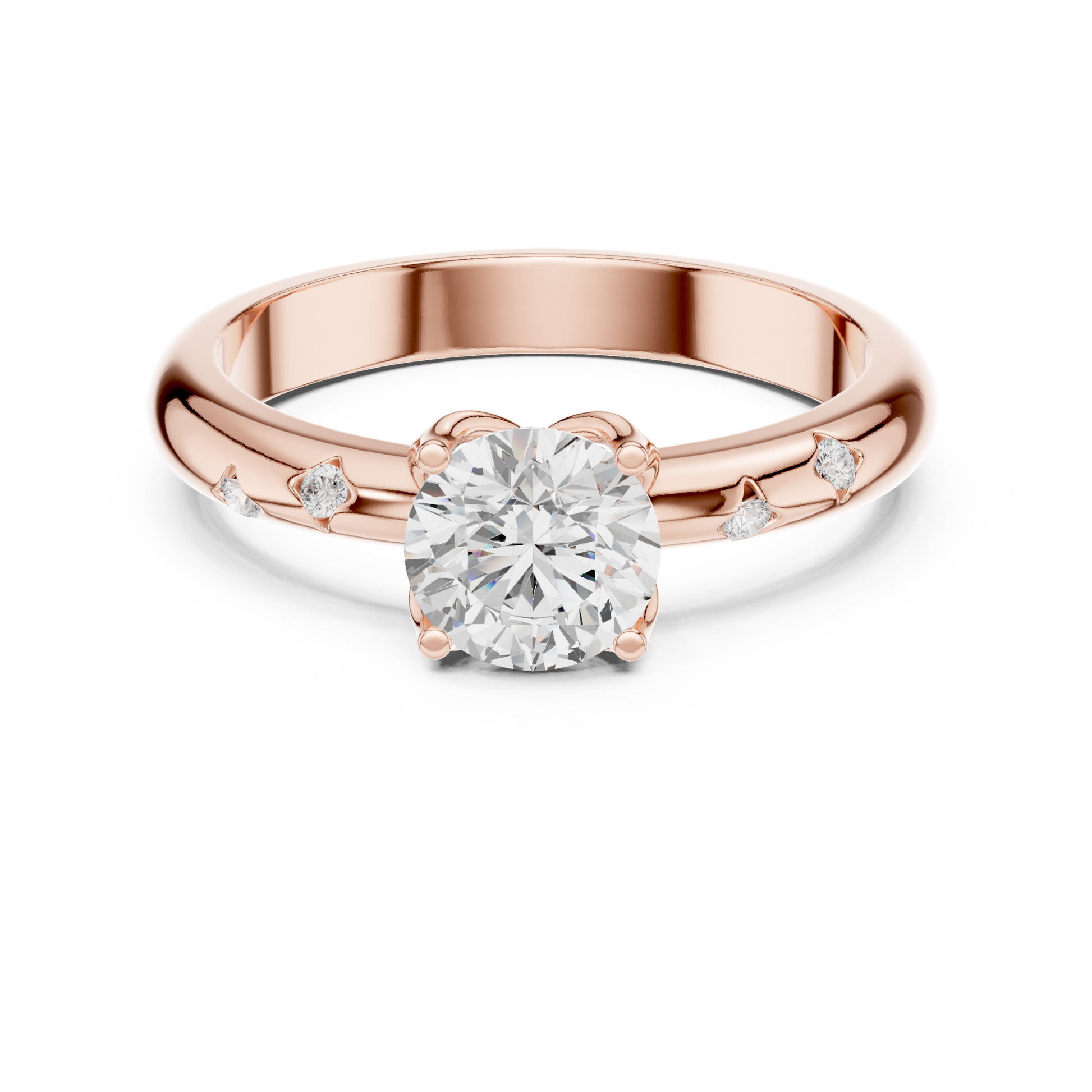 Round Side Stone Lab Grown Diamond Ring