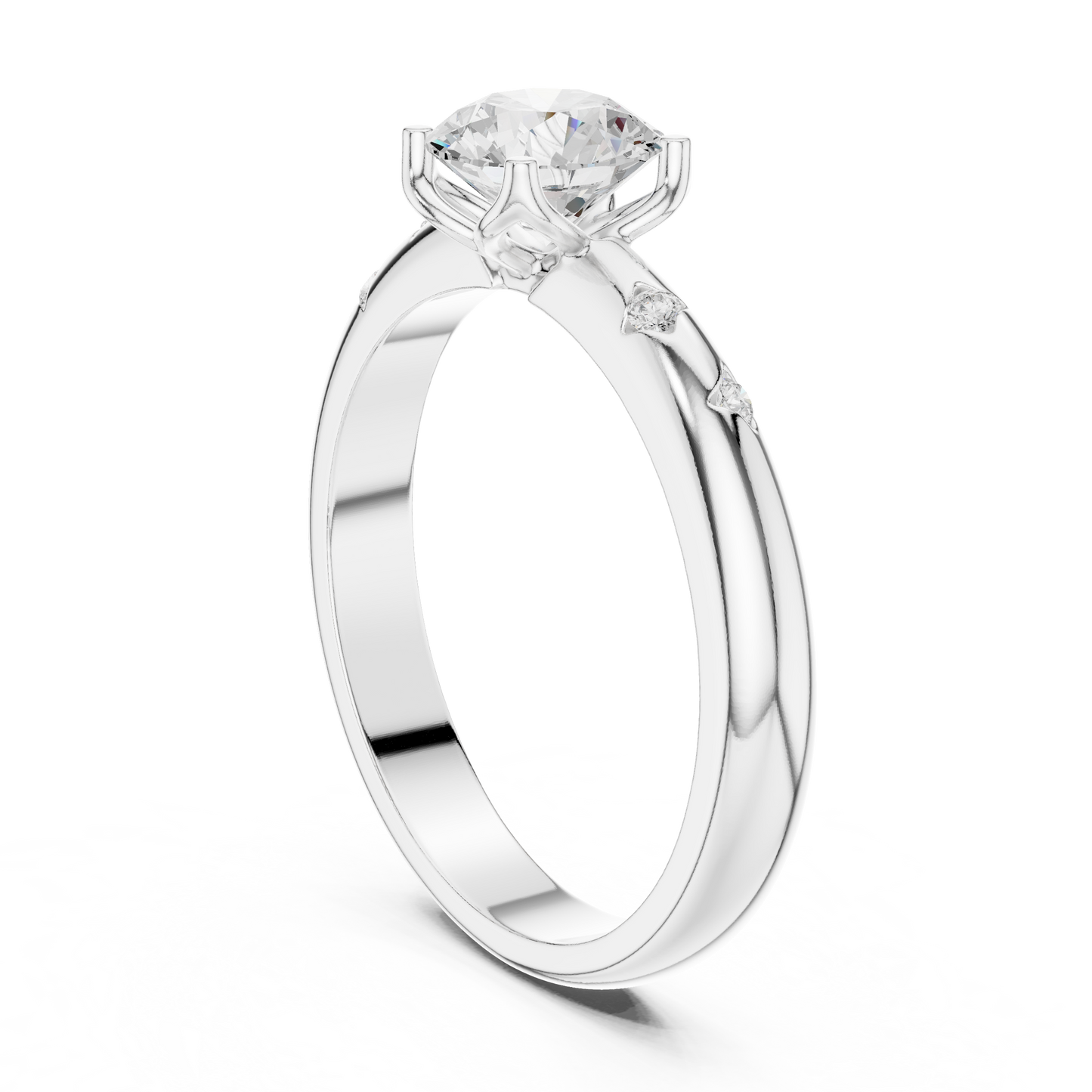 Round Side Stone Lab Grown Diamond Ring