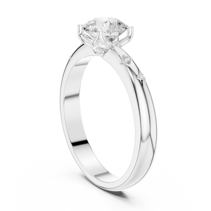 Round Side Stone Lab Grown Diamond Ring