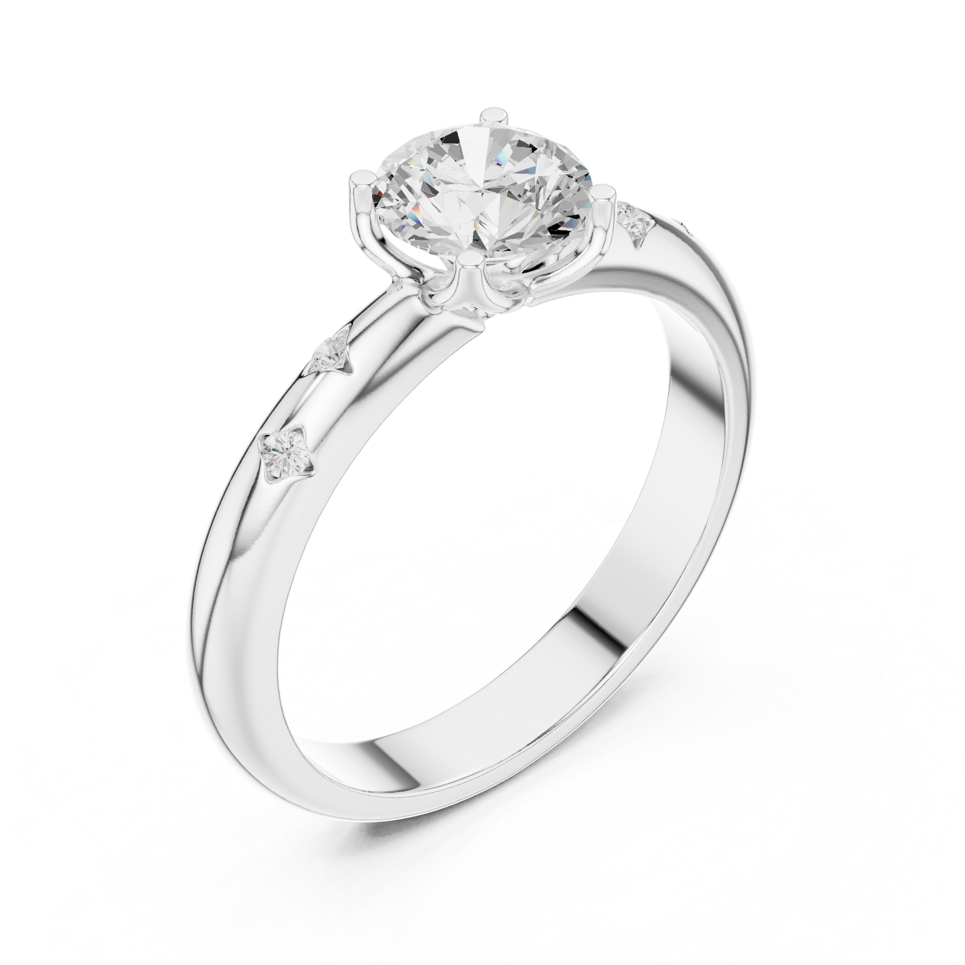 Round Side Stone Lab Grown Diamond Ring