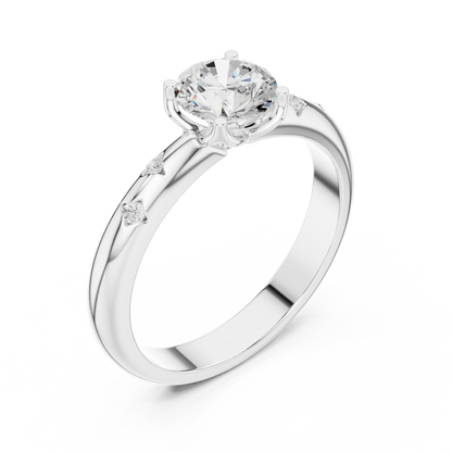 Round Side Stone Lab Grown Diamond Ring