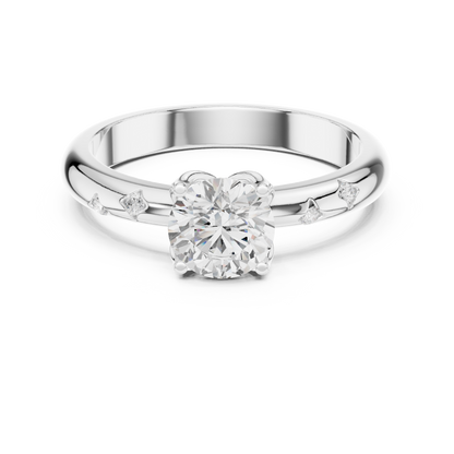 Round Side Stone Lab Grown Diamond Ring