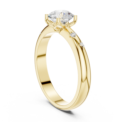 Round Side Stone Lab Grown Diamond Ring