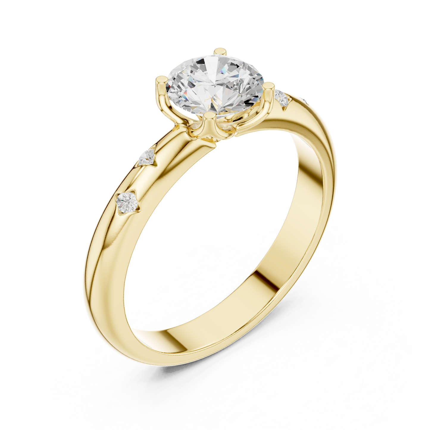 Round Side Stone Lab Grown Diamond Ring