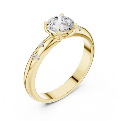 Round Side Stone Lab Grown Diamond Ring