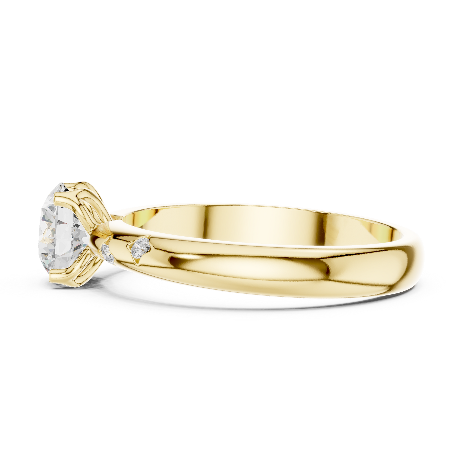 Round Side Stone Lab Grown Diamond Ring