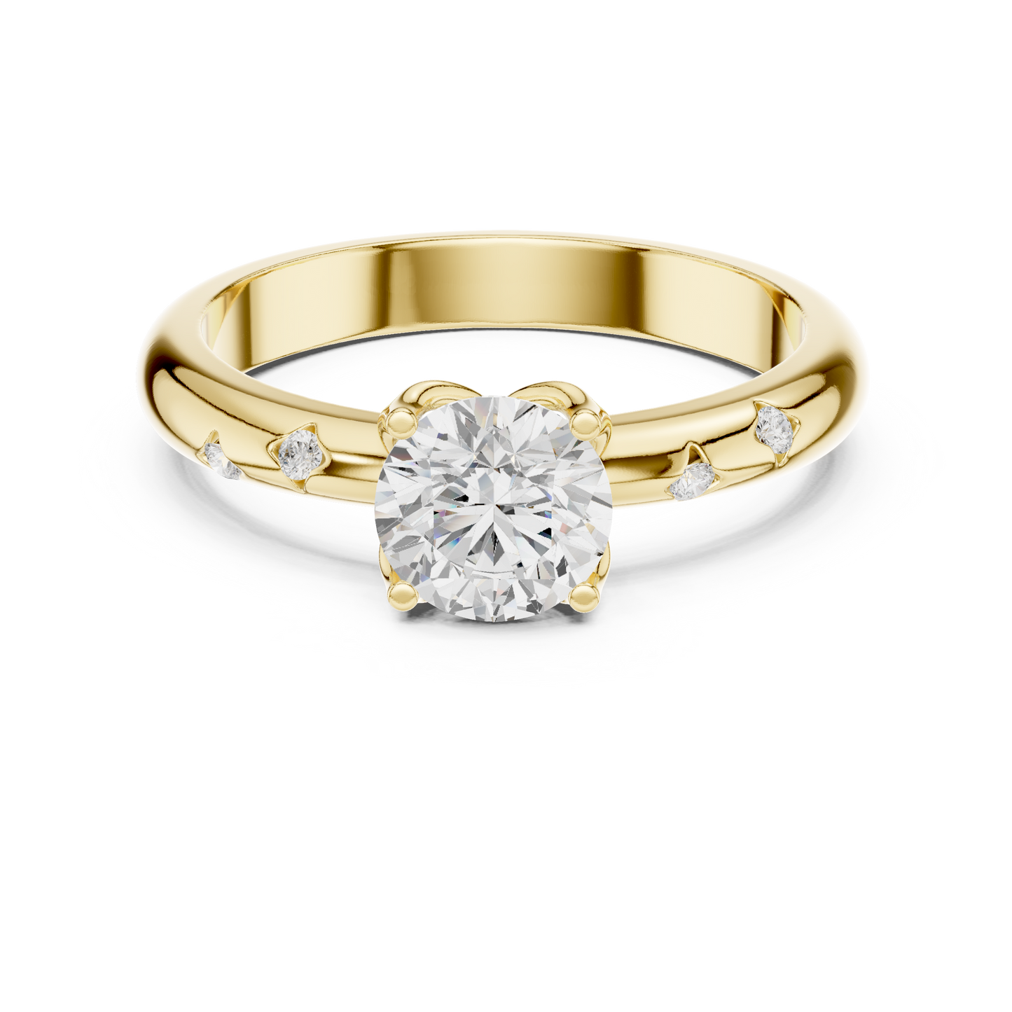 Round Side Stone Lab Grown Diamond Ring