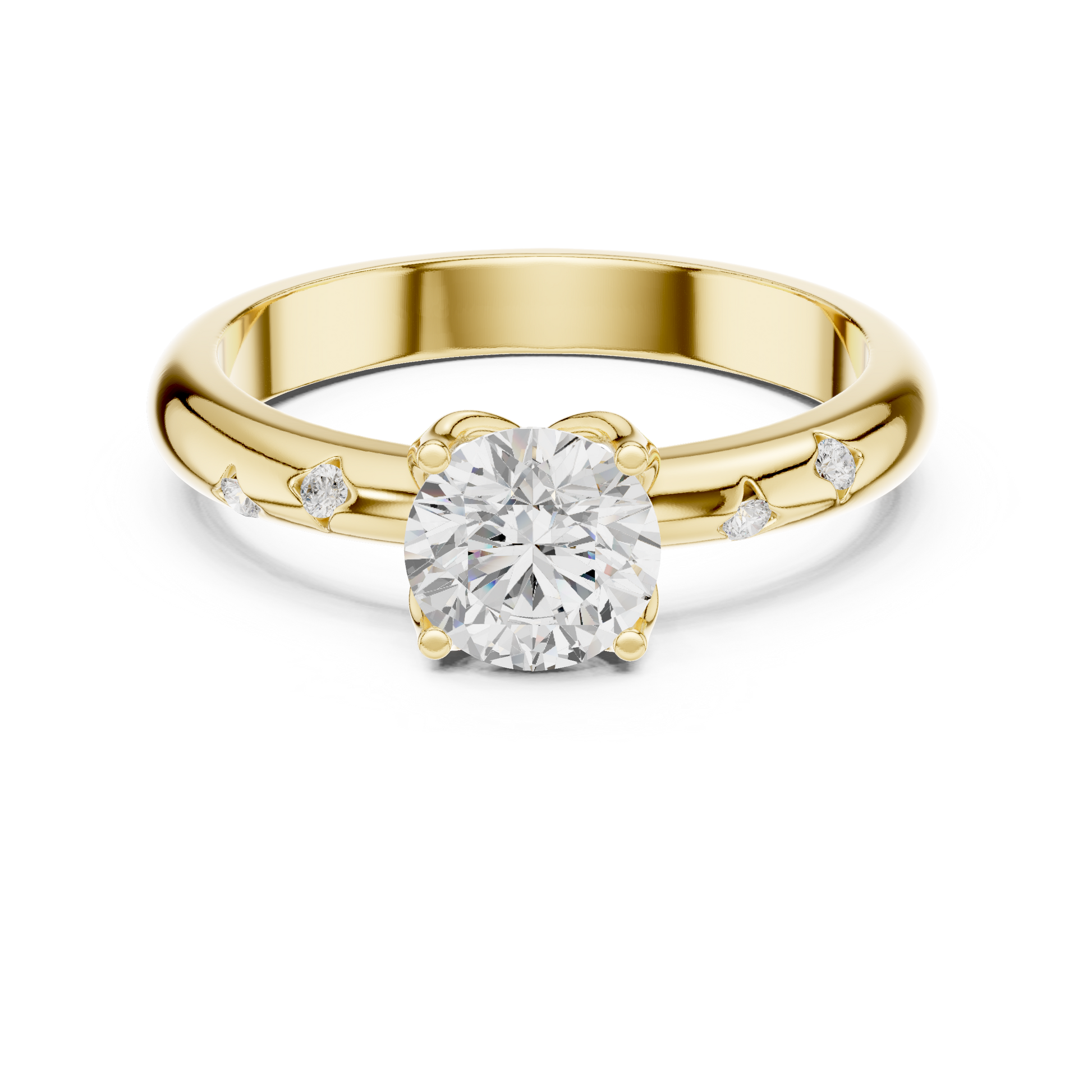 Round Side Stone Lab Grown Diamond Ring