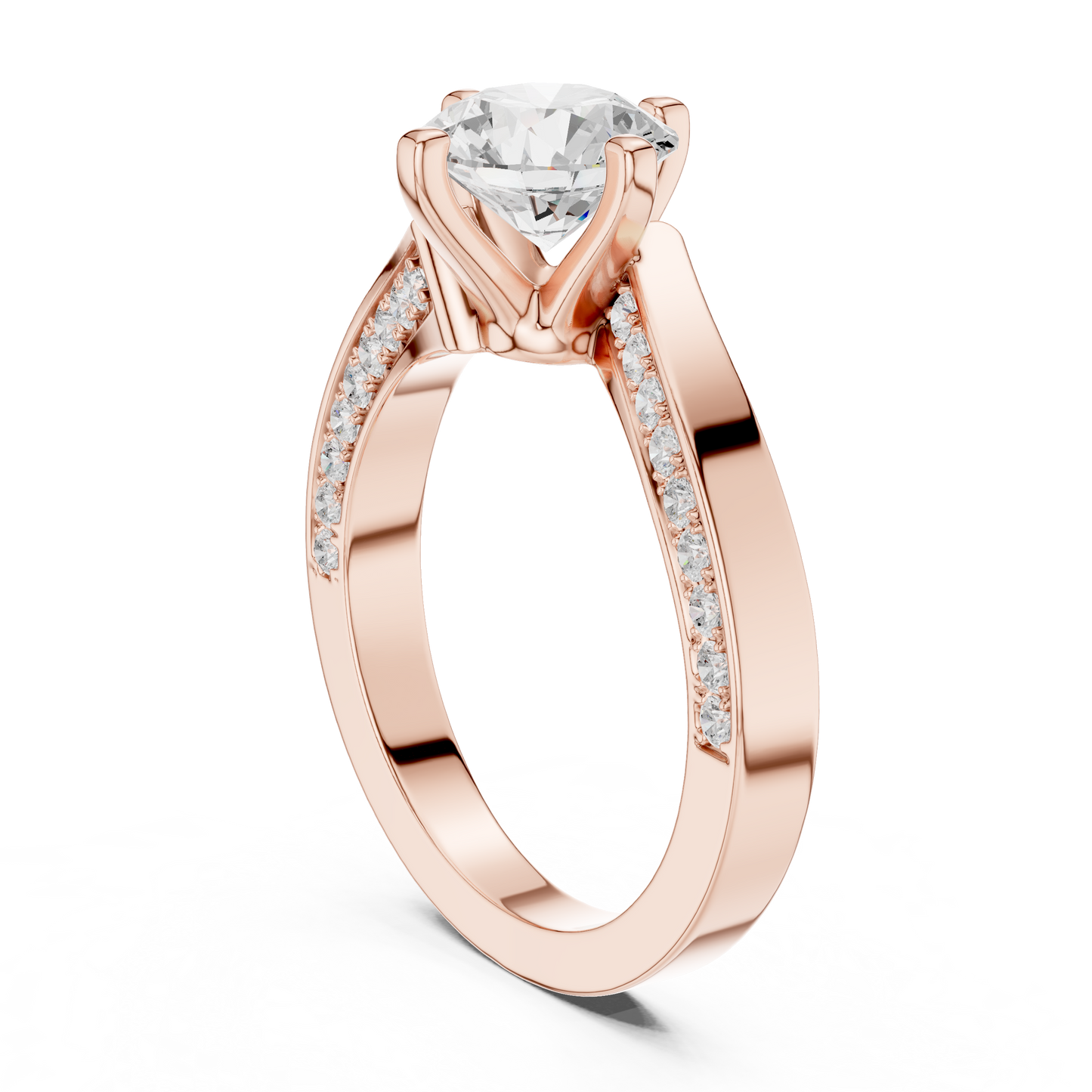 Round Side Stone Lab Grown Diamond Ring