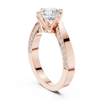 Round Side Stone Lab Grown Diamond Ring