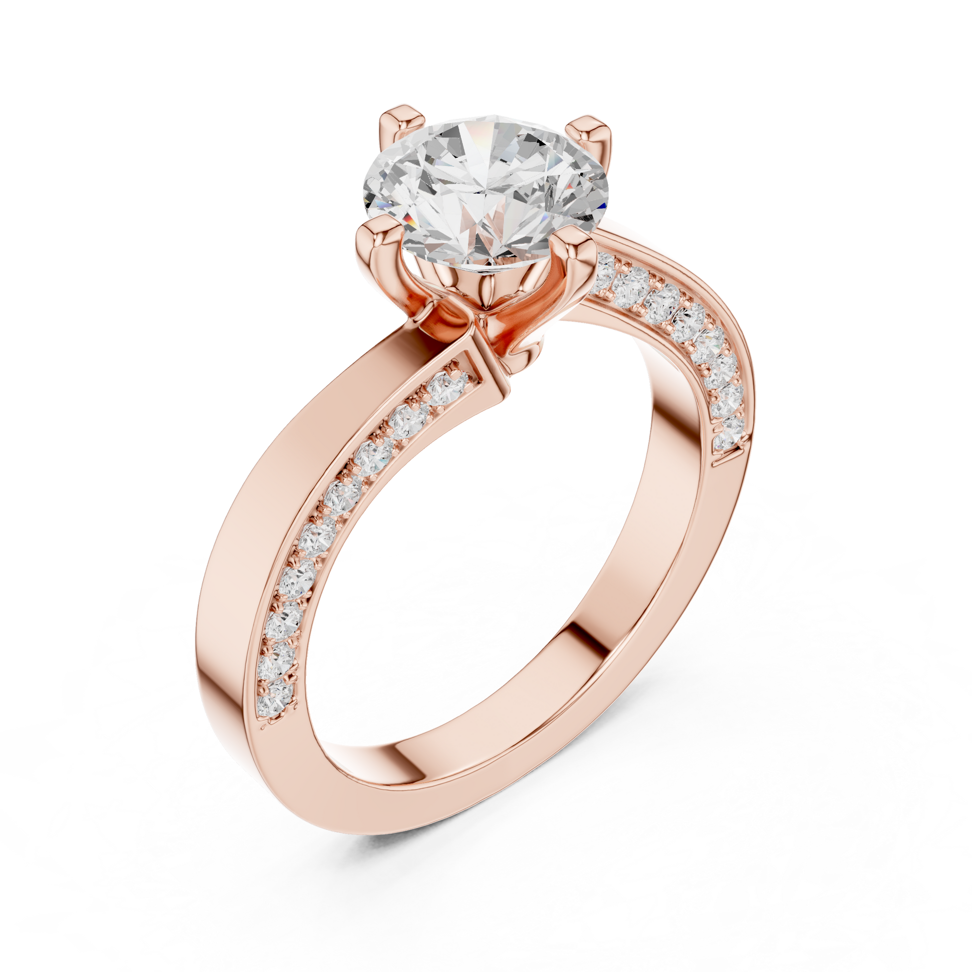 Round Side Stone Lab Grown Diamond Ring