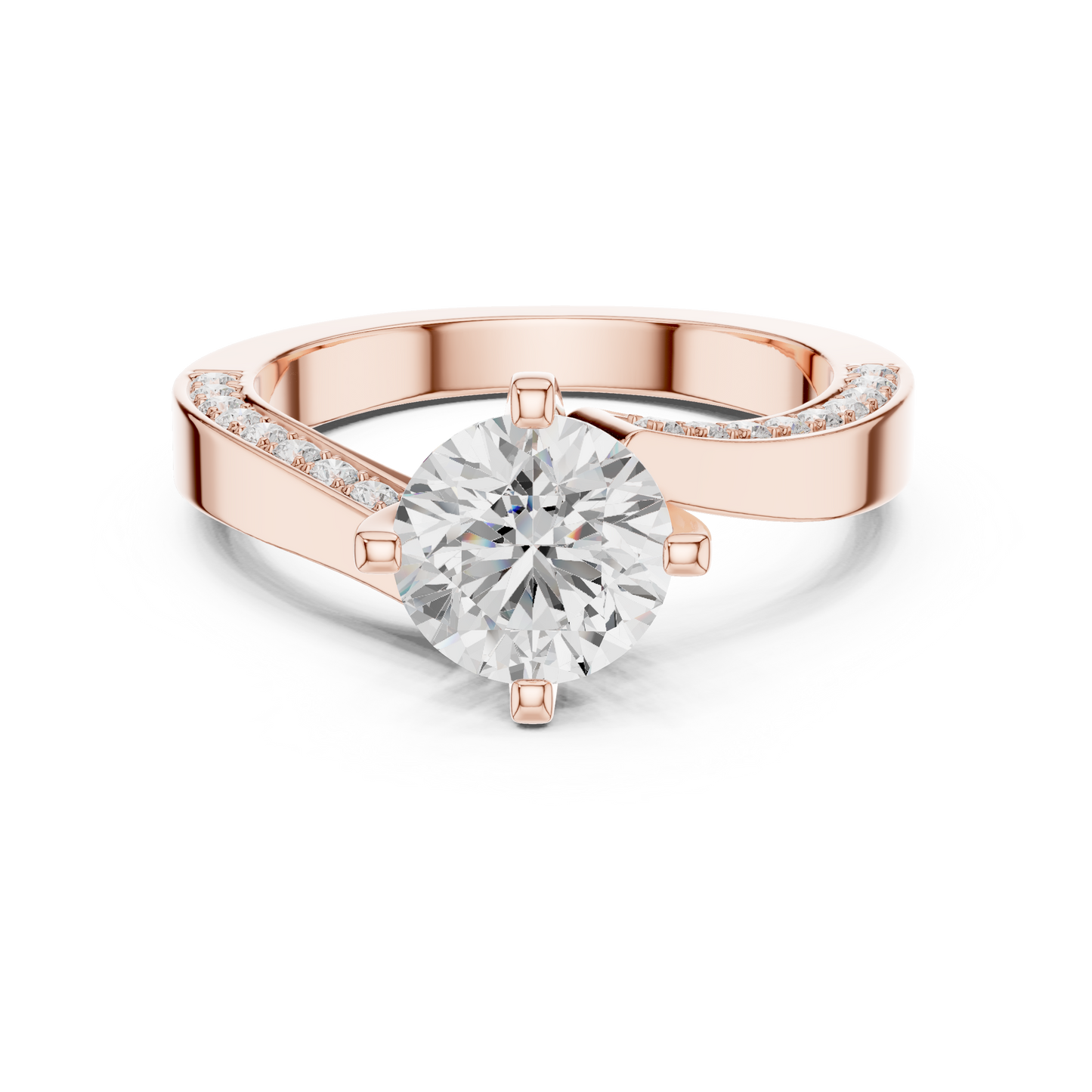 Round Side Stone Lab Grown Diamond Ring