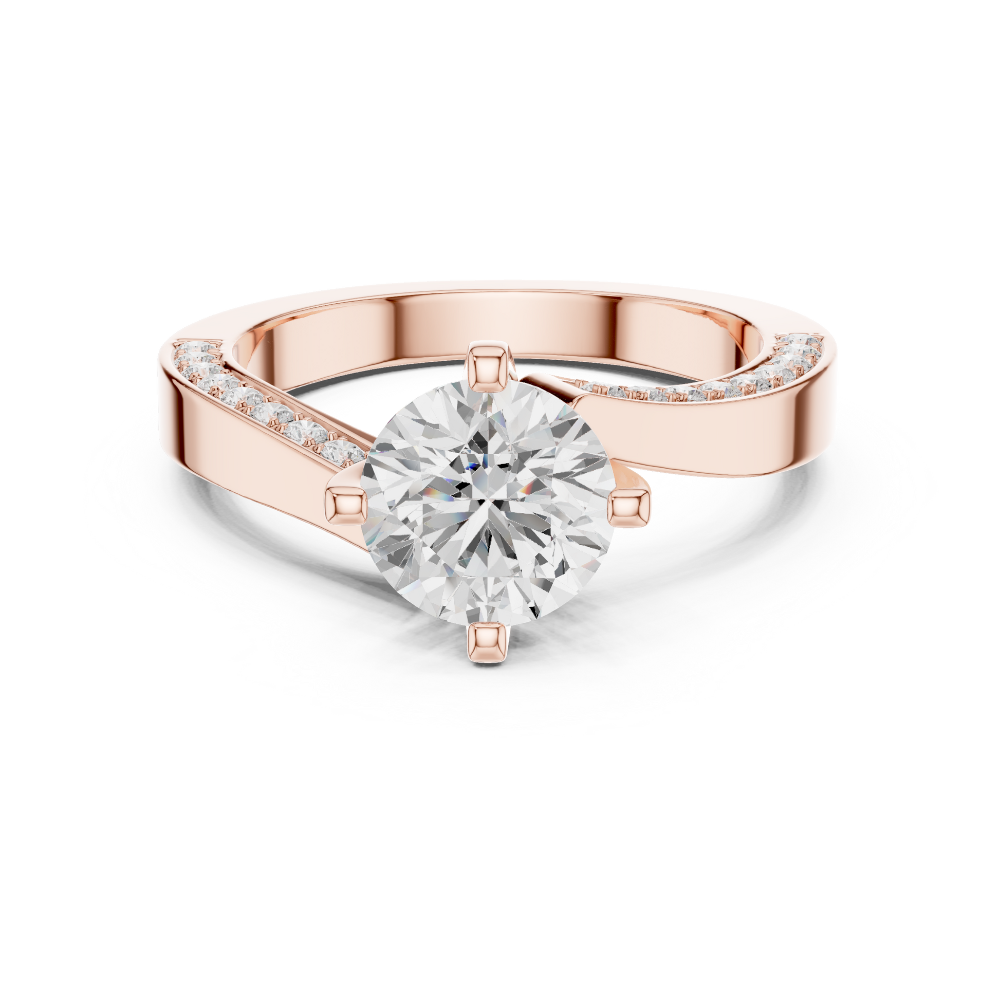 Round Side Stone Lab Grown Diamond Ring